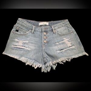 Kancan Women’s Denim Button Fly Distressed Cotton Cutoff Shorts Size 1/24
